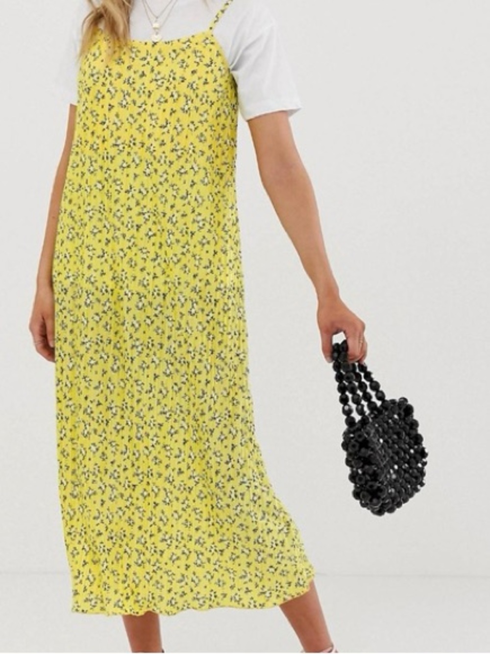 Nobody’s Child Pleated Yellow Sheath Dress
